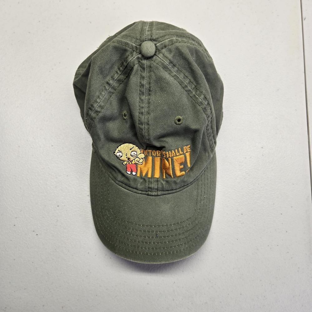 VINTAGE Family Guy Men Hat OS Olive Stewie Victory Shall Be Mine Embroidered Y2K